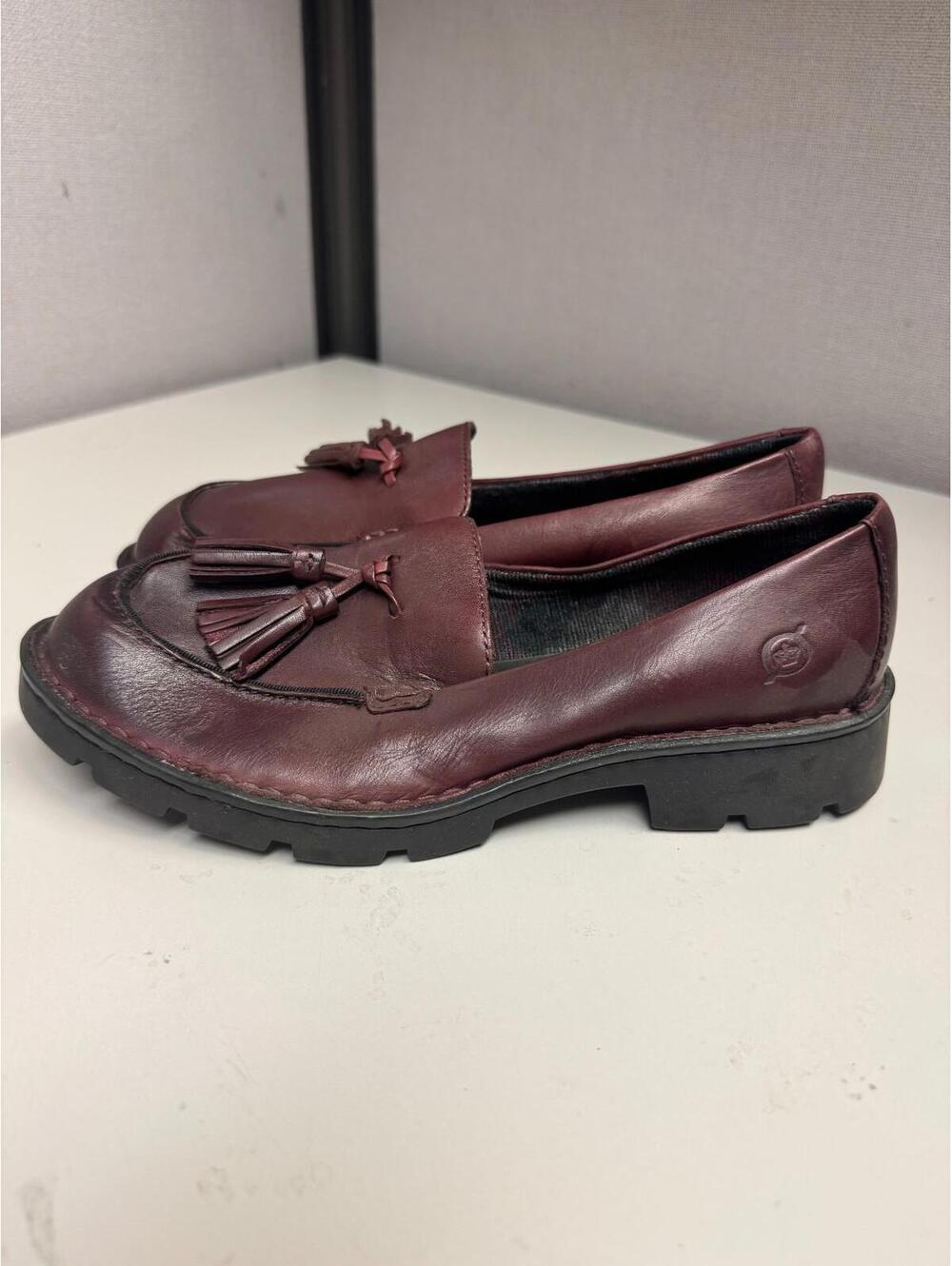 BORN Women's Wine Leather Chunky Loafer Size 7 New